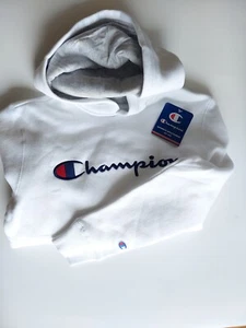 Champion Hoodie Boys Youth Small White Sweatshirt Embroidered Logo - Picture 1 of 2