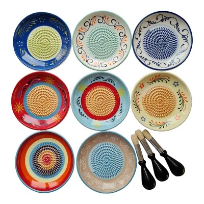 Knoblauchreibe Keramikreibe Ingwerreibe Tellerreibe Reibeteller mit Pinsel - Bild 1 von 4