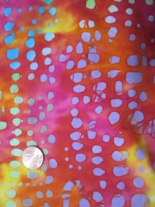 Hoffman Batik Cotton Fabric - Pink & Orange with dots - 1 yard, 25" - Picture 1 of 2