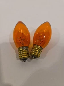 Set Of 2 Halco 7120 C9AMB7T 7W BASE E17 C9 TRANSPARENT AMBER 130V LIGHT BULBS - Picture 1 of 2
