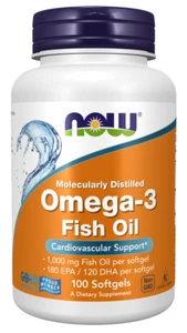 NOW FOODS Omega-3 Fischöl | Herz-Kreislauf-Unterstützung | 100 WEICHKAPSELN - Bild 1 von 5