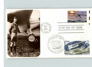 Charles LINDBERGH, JOINT ISSUE, # 1710 + FRANCE Stamp and cancel, First Day of I - Picture 1 of 1