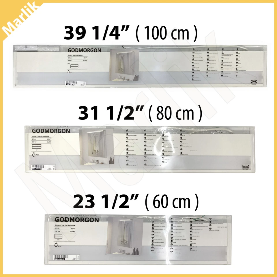IKEA GODMORGON LED Bathroom Cabinet Light, White, 23 1/2", 31 1/2", 39 1/4", NEW