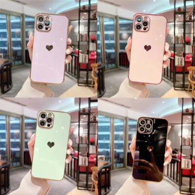 Cute Heart Phone Case iPhone11 12 13 Pro Max X/XS Shockproof Cover For Slim - Image 1 of 4