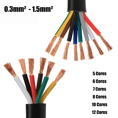 RVV Multi Core Flexible Cable Wire Stranded Black Sheathed Wire 5 to 12 Cores - Image 1 of 4