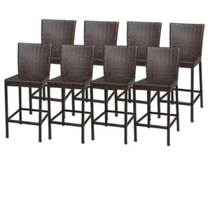 TKC Napa Outdoor Wicker Bar Stools in Espresso (Set of 8) - Picture 1 of 2