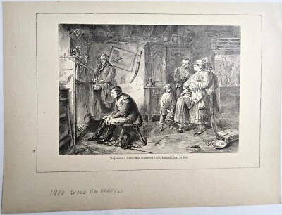 1880 Woodcut Original Engraving On the Road from Waterloo to Paris W.J. Allen - Image 1 of 4