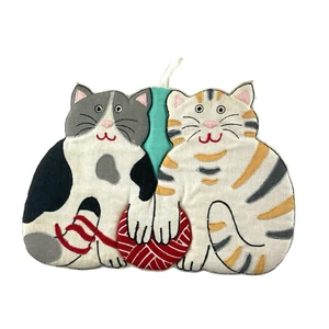 Pareja de gatos con bache W-C Designs que sostienen bola de hilo mezcla de lino - Imagen 1 de 3