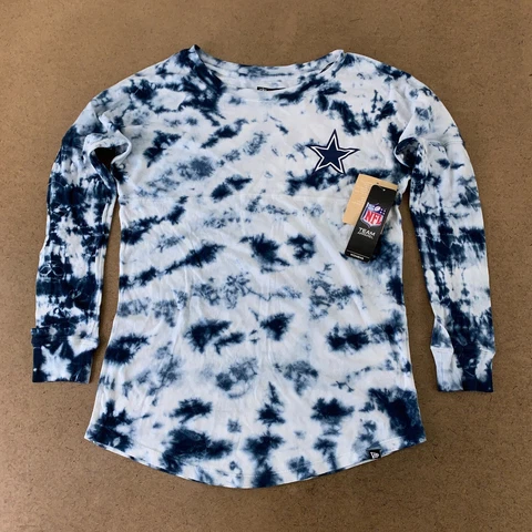 Dallas Cowboys Women's Size XS Blue Tie Dye Long Sleeve T-Shirt NWT Cover