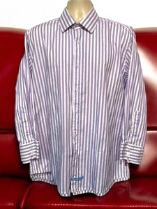 ENGLISH LAUNDRY MENS SHIRT 17- 32/33 2XL PURPLE,WHITE,Blue STRIPED RN #77916 - Picture 1 of 3
