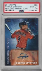 2016 TOPPS SCOUTING REPORT GEORGE SPRINGER AUTO - PSA 10 - ASTROS - Picture 1 of 1