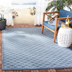 SAFAVIEH Indoor Outdoor CY6919-243 Courtyard Blue / Beige Rug - Picture 1 of 35
