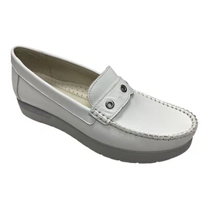 SCARPE MOCASSINO CASUAL DONNA FLORANCE AS1021 1 PELLE BIANCO ORIGINALE PE - Picture 1 of 6