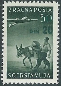 1949 TRIEST B LUFTPOST ÜBERDRUCKT 20 D AUF 50 LIRE MH * - RC15-7 - Bild 1 von 1