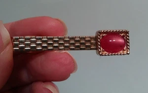 Vintage Swank Tie Clip Pink Stone Gold Tone MRtr24 - Picture 1 of 5