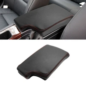 Black Leather+Red Center Armrest Console Lid Cover For BMW 3 Series E90 05-12 - Picture 1 of 7