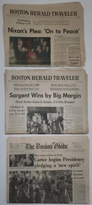 1969, 1970, 1977 Boston Zeitungen: Nixon, Sargent, Carter beginnt Präsidentschaft - Bild 1 von 10