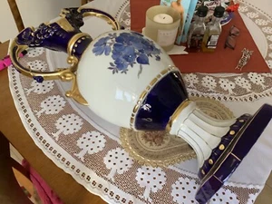 ROYAL DUX CZECHOSLOVAKIA Vase Amphore Porzellan 60 cm kobaltblau vergoldet - Bild 1 von 18