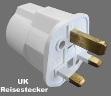 Reisestecker Stecker Adapter Deutschland auf England UK Schukostecker 3-Polig