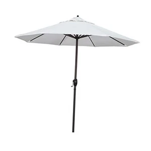 9' Rd Sunbrella Aluminum Patio Umbrella, Crank Lift, Auto Tilt, Bronze Natural - Picture 1 of 7