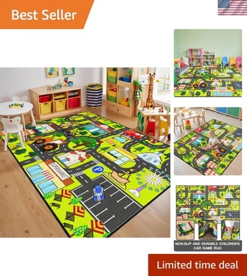 Alfombra de coche para niños 3x5 interior juguete mapa de carreteras aula dormitorio infantil Foto 1 de 4