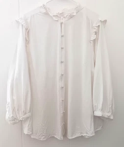 Lauren Conrad Damenbluse elfenbeinfarben Rüschen Knopfleiste Langarm Größe 2X - Bild 1 von 5
