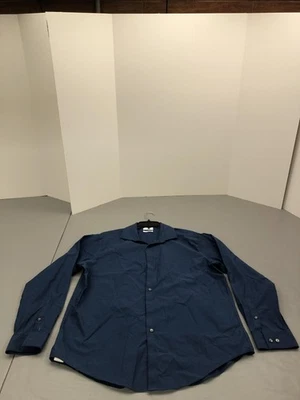 Calvin Klein Shirt Mens 17.5 34/35 Blue Steel Slim Fit Stretch Non-Iron Dress - Image 1 of 4