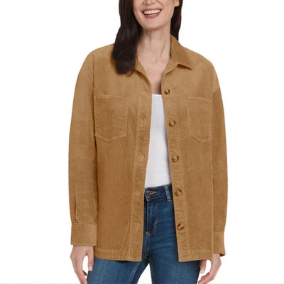 Womens Matty M Corduroy Shirt Jacket Camel Tan Brown Large L - Image 1 of 3