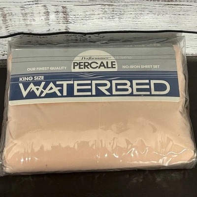 NIP Performance by Springs Percale King 水床床单套装桃色 美国 — 第 1/4 张图片