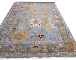 Alfombra de lana turca anudada a mano Oushak 9x12 alfombras orientales hechas a mano para sala de estar - Imagen 1 de 7