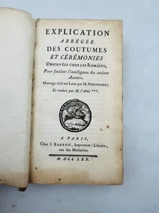 Explication abrégée des coutumes et cérémonies observées chez les Romains, pour - Imagen 1 de 7