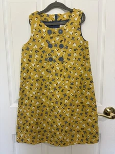 Mini Boden Girl’s Corduroy Yellow Bird Dress Size 9-10Y - Picture 1 of 7