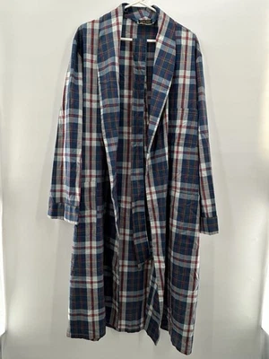 Vintage Sears Robe Bathrobe Men Large Tall Blue Plaid Lightweight Preppy Lounge - Image 1 of 4