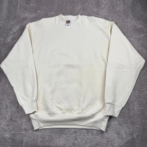 Vintage Blank Crewneck Sweatshirt Size XL Fruit Of The Loom Cream 90s Minimalist - Picture 1 of 5