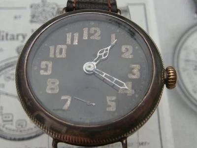 Rolex 1915 silver mens mans military trench watch NOS band Christmas gift in EWO - image 1 of 4