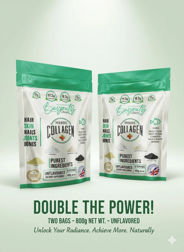 BEYOUTY COLLAGEN+ Halal Hydrolysed Collagen Powder Pure MARINE FISH Collagen Protein Peptides 800g