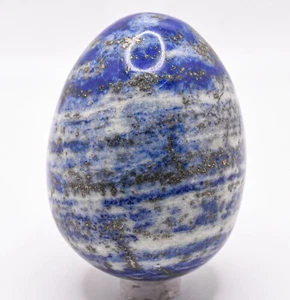 65mm 250g Lapislazzuli Blu con Pirite e Cristallo di Calcite Uovo Minerale Afghanistan - Foto 1 di 5