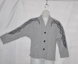 Bob Mackie Embroidered Dolman Sleeve Fleece Jacket Size S Grey  - Picture 1 of 2