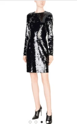 Vestido Stella McCartney preto lantejoulas elásticas tamanho 40 $1700 - Imagem 1 de 4