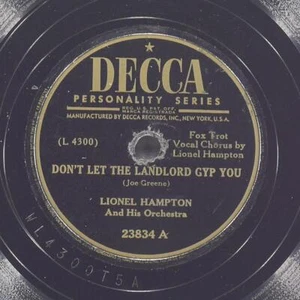 LIONEL HAMPTON Don'T Let Landlord Gyp / Mindin' My Business DECCA 23834 VG 78 - Picture 1 of 4