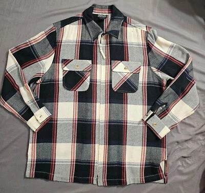 NY & CO New York & Company Acrylic Long Sleeve Zip Up Plaid Shirt Men's Size M - Image 1 of 4