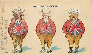 Postal de cómic vintage 975 Evolution of John Bull (de vaca a hombre) Inglaterra Reino Unido - Imagen 1 de 2