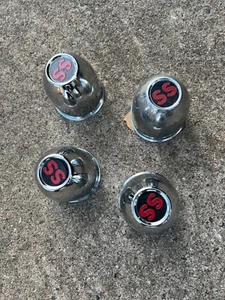 Set of .4 SS Chrome Push Thru Wheel Center Caps Rim Middle 3 5/16” diameter - Picture 1 of 16