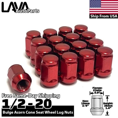 32x Tuerca cónica roja 1/2-20 apta para camioneta Dodge Ram3500 antigua Ford F250 F350 Foto 1 de 4