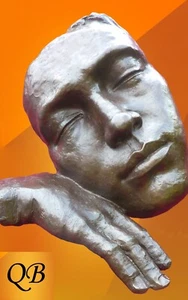 BRONZE FIGURINE ART DECO SCULPTURE STATUE HOT CAST DREAM FACE MASK MODERN FIGURE - Picture 1 of 8