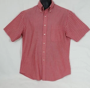 Camisa delantera con botones a rayas roja y blanca Lands' End para hombre talla grande - Imagen 1 de 4