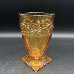 Vintage Indiana Glass Daisy Amber Footed Tumbler - Picture 1 of 8