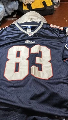 Wes Welker #83 England Patriots Reebok ON FIELD Azul Auténtico Talla-52 Raro Foto 1 de 4