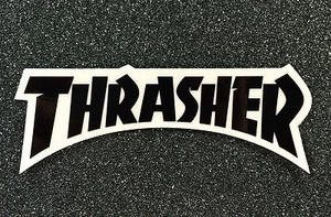 Pegatina Thrasher Logo Skateboard 5,5 pulgadas negra sobre transparente - Imagen 1 de 1