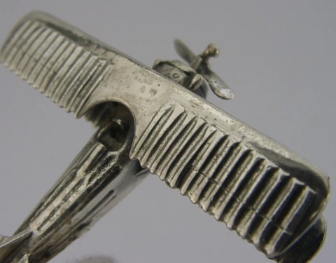 SOLID CAST STERLING SILVER SOLDIER WORLD WAR ONE ERA BIPLANE ITALY c1980 Cover